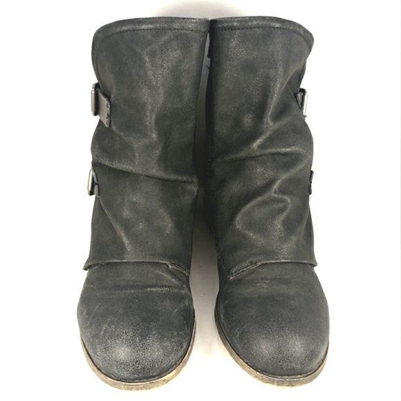 Jelly Pop Ivey  Black Vegan Leather, Double Buckle, Double Zip Bootie. Wmn 8M - Picture 3 of 12